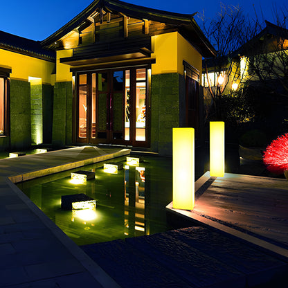 Square PE Glowing Outdoor Floor Lamp IP65 Dimmable RGB+CCT Remote 5W Landscape