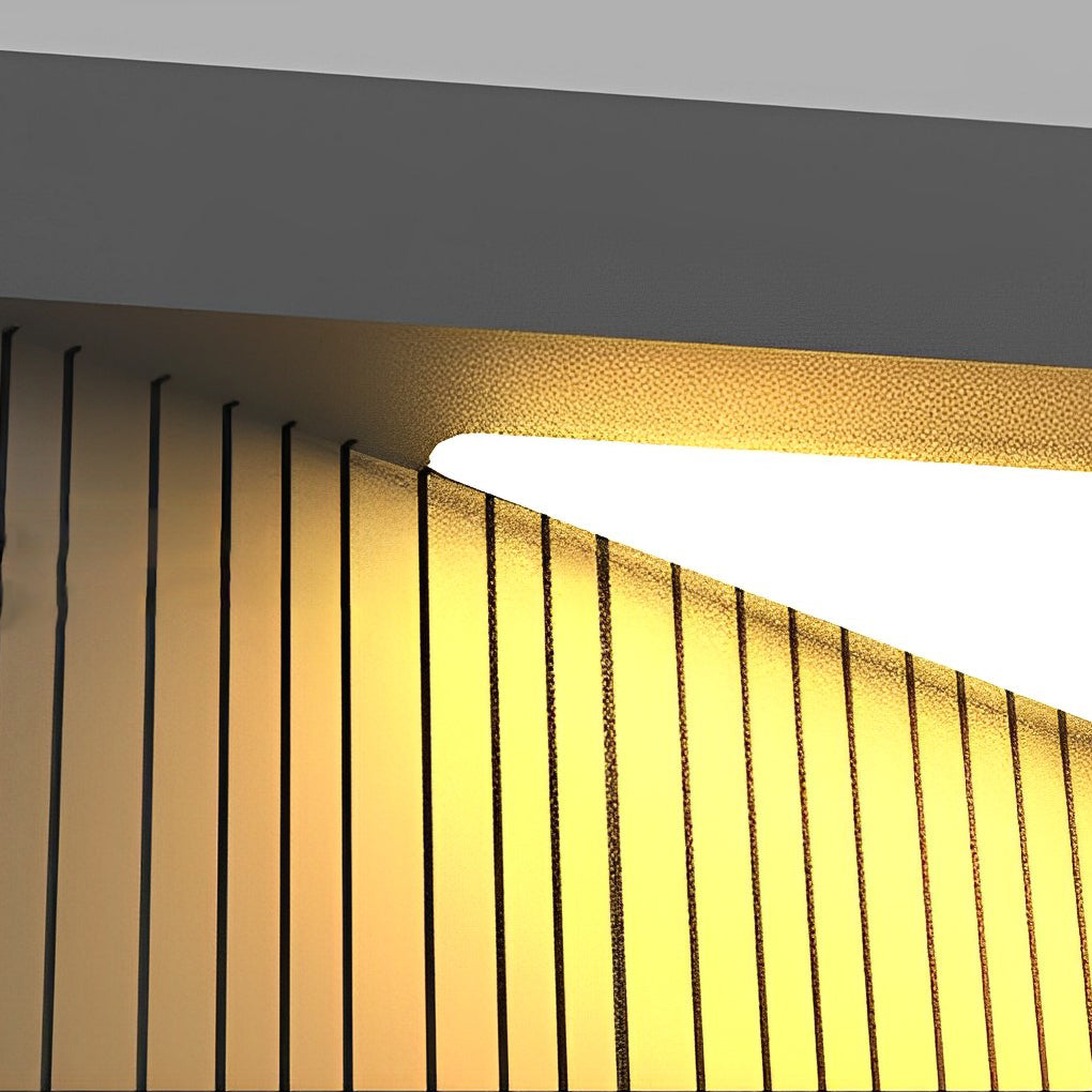 Modern Stripe Stainless Steel Tempered Glass Outdoor Pillar Light Black Solar or Hardwired IP65 10 Hour 5 Sizes