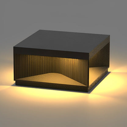 Modern Stripe Stainless Steel Tempered Glass Outdoor Pillar Light Black Solar or Hardwired IP65 10 Hour 5 Sizes