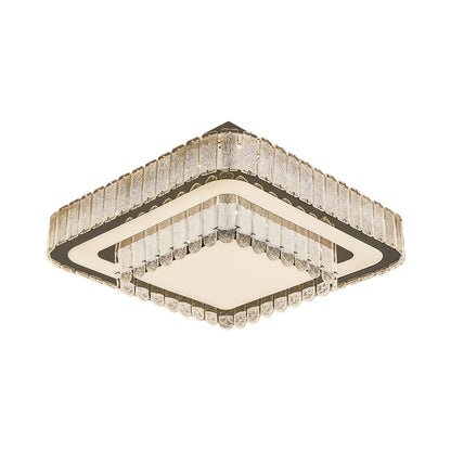 Luxury Crystal Flush Mount Round Square Rectangle Chrome 8 Sizes