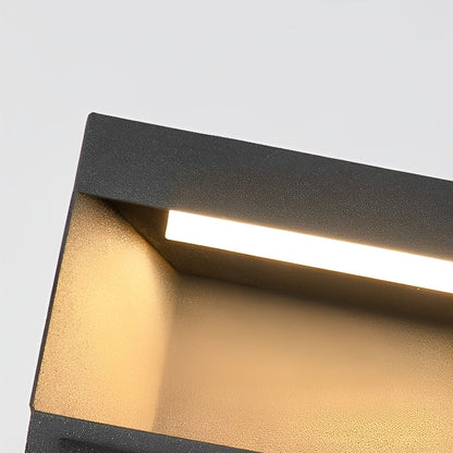 Industrial Square Stainless Steel Tempered Glass Outdoor Pillar Light Black IP65 Solar or Hardwired 5 Sizes Deck Post