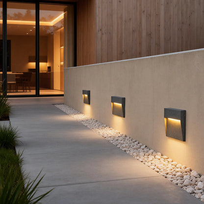 Square Stair Lights Minimalist Aluminum Glass LED Outdoor Step Wall Mount 3W IP65