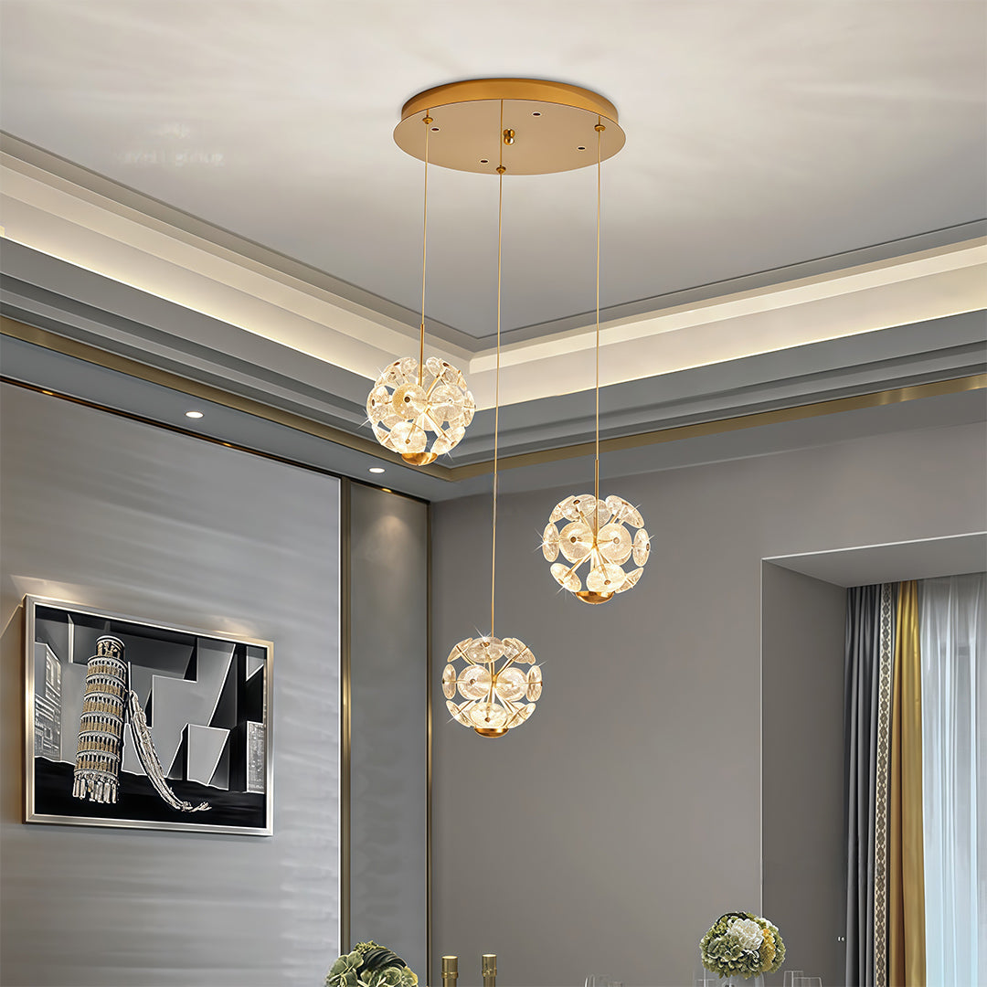 Staircase Chandelier Gold Crystal Ball Spiral LED 1-30 Head 3000K Warm White