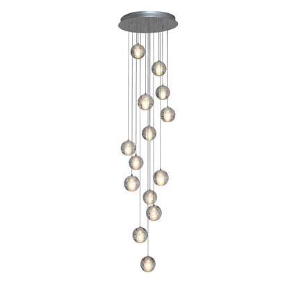 Crystal Ball Staircase Chandelier Electroplated Metal G4 LED 42W 3000K/6000K Clear Bubble 59'' Drop