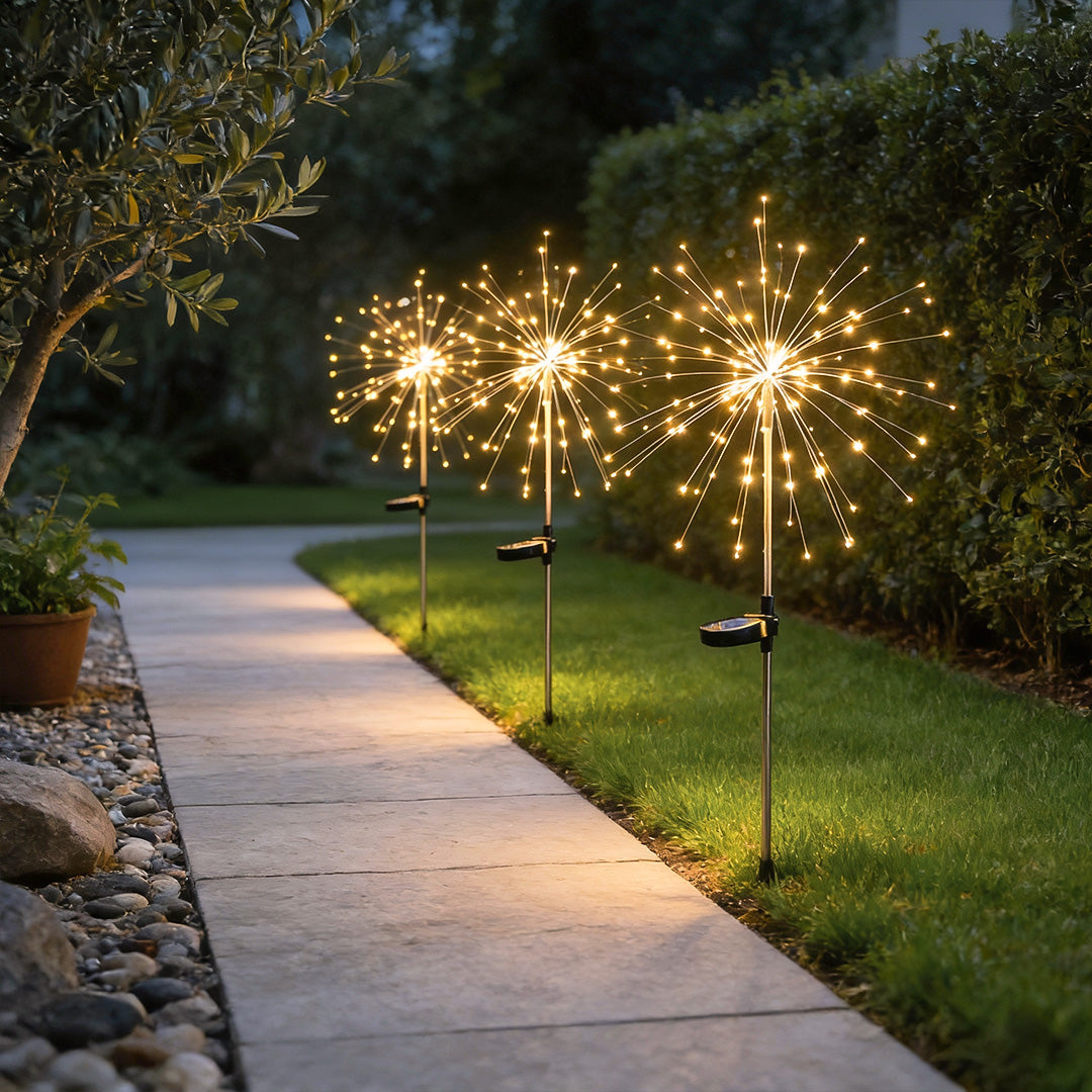 Solar Starburst Garden Lights 200 LED Firework Stake Lights Outdoor IP65