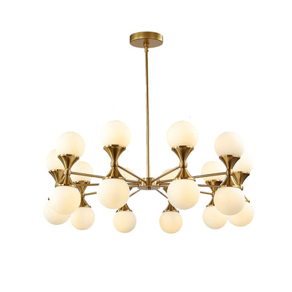 Full Copper Bubble Glass Chandelier with Transparent Glass Globes