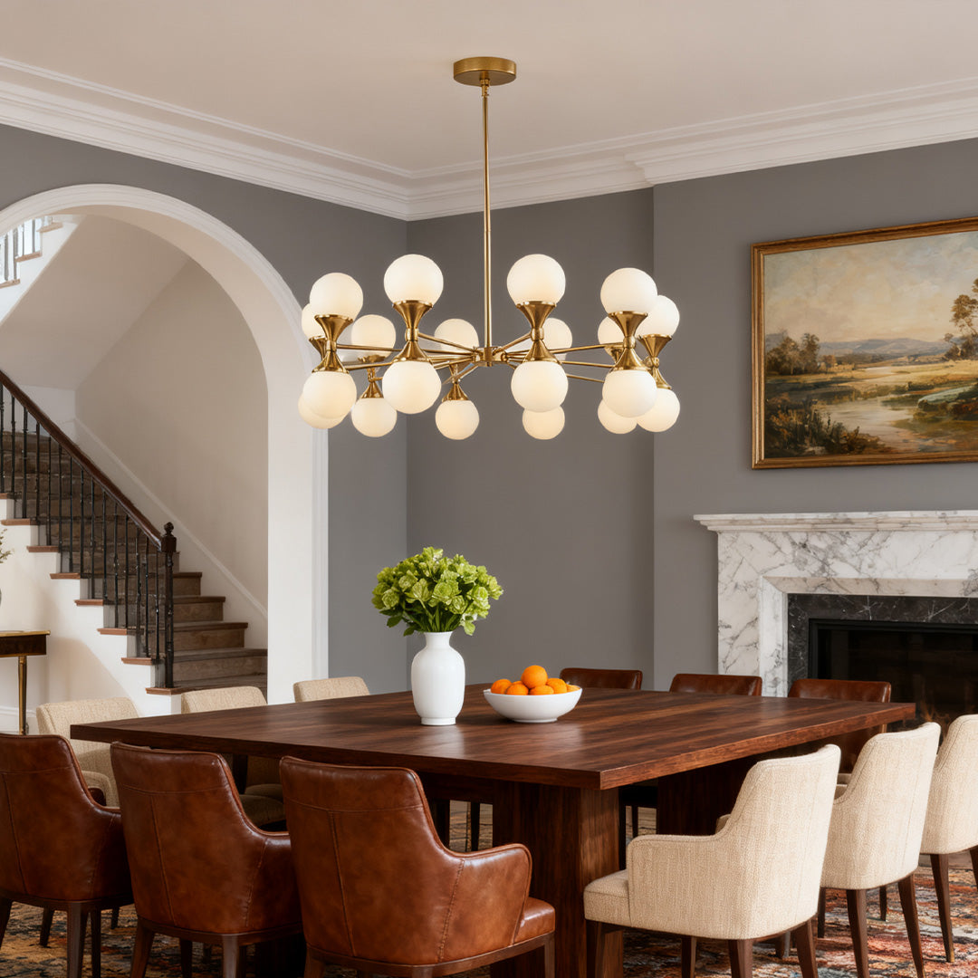 Full Copper Bubble Glass Chandelier with Transparent Glass Globes