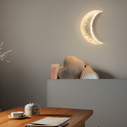 Crescent Moon LED Wall Sconce Dimmable Resin Bedroom Nursery Modern