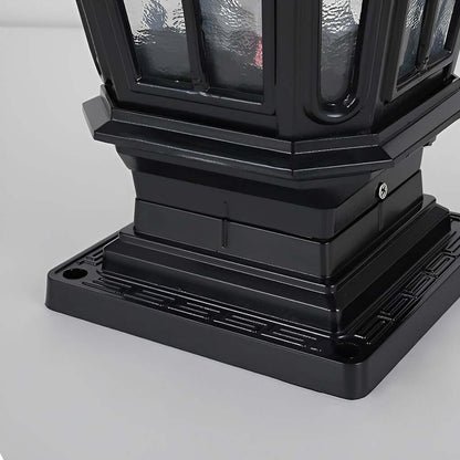 Retro Pavilion Style Outdoor Pillar Light Black or Bronze Die-Cast Aluminum Solar or Hardwired IP65 Glass