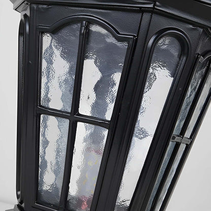 Retro Pavilion Style Outdoor Pillar Light Black or Bronze Die-Cast Aluminum Solar or Hardwired IP65 Glass