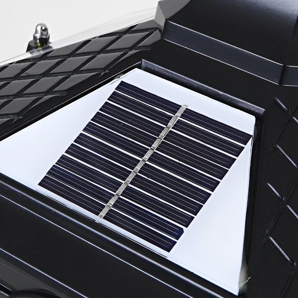 Retro Pavilion Style Outdoor Pillar Light Black or Bronze Die-Cast Aluminum Solar or Hardwired IP65 Glass