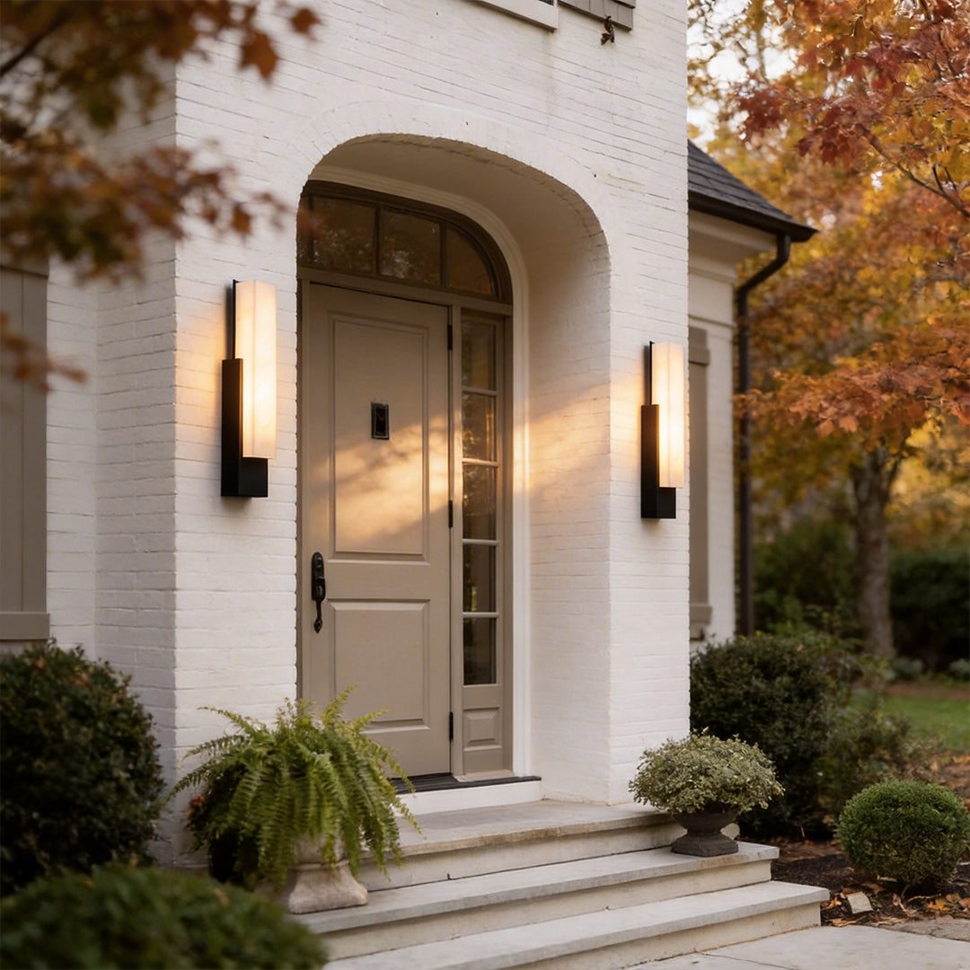 Stone Texture Marble Shade Outdoor Wall Sconce IP54 Stainless Steel LED