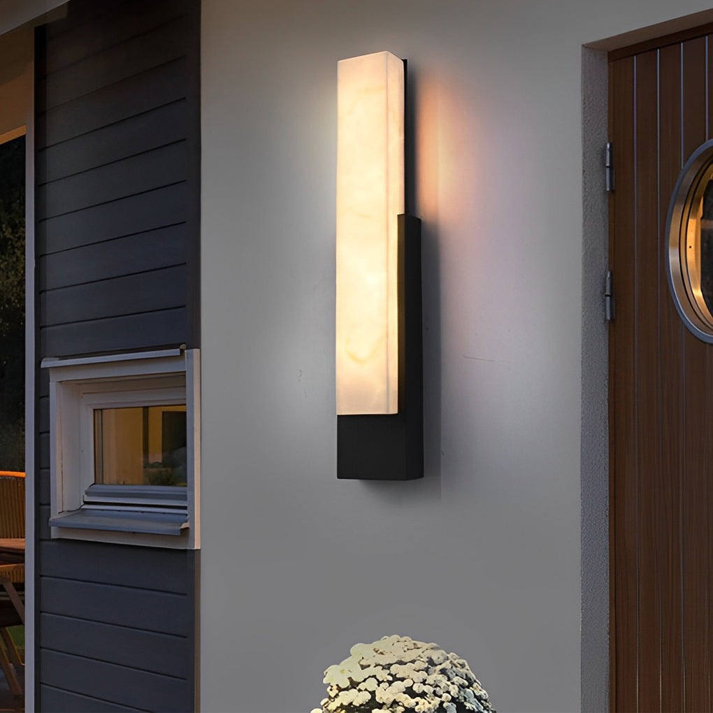 Stone Texture Marble Shade Outdoor Wall Sconce IP54 Stainless Steel LED