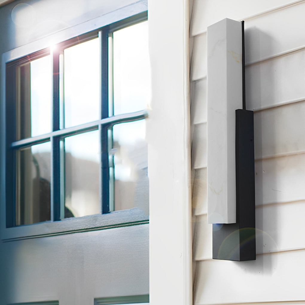 Stone Texture Marble Shade Outdoor Wall Sconce IP54 Stainless Steel LED