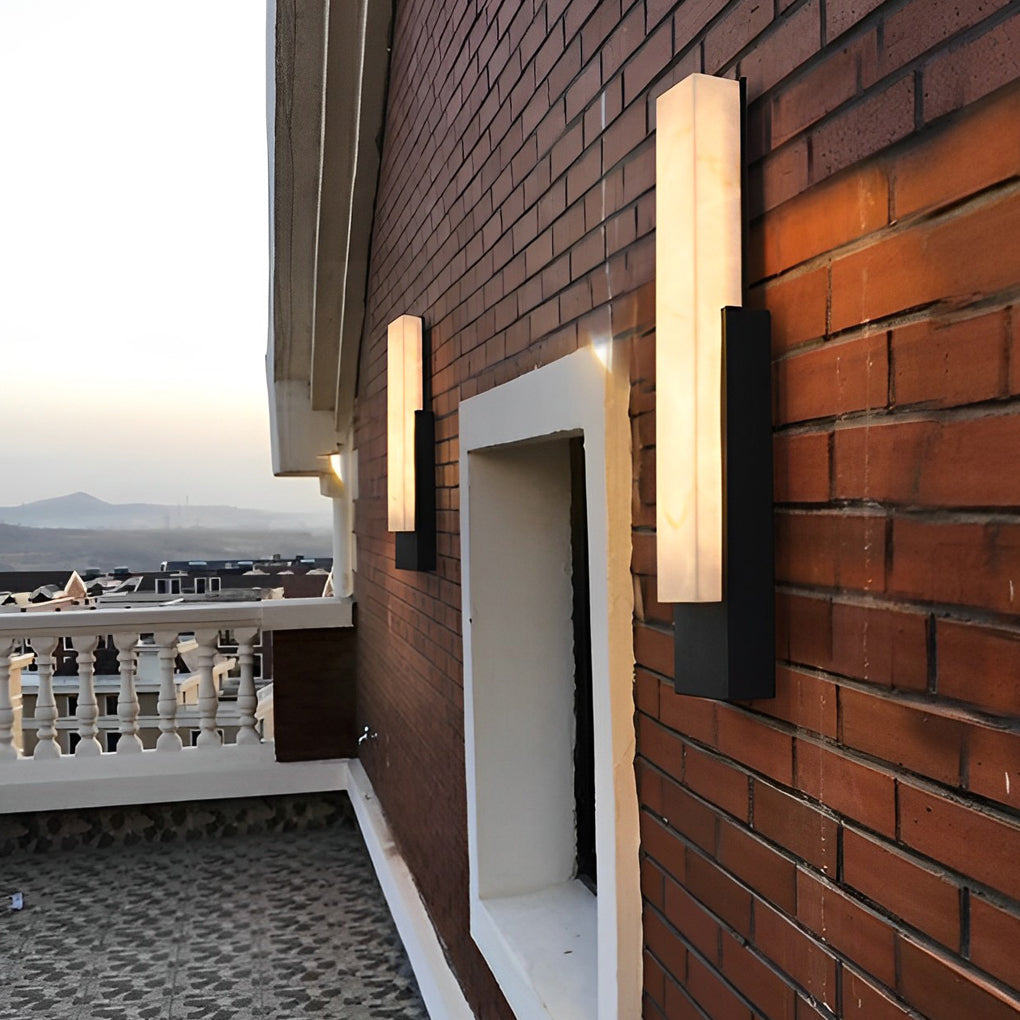 Stone Texture Marble Shade Outdoor Wall Sconce IP54 Stainless Steel LED