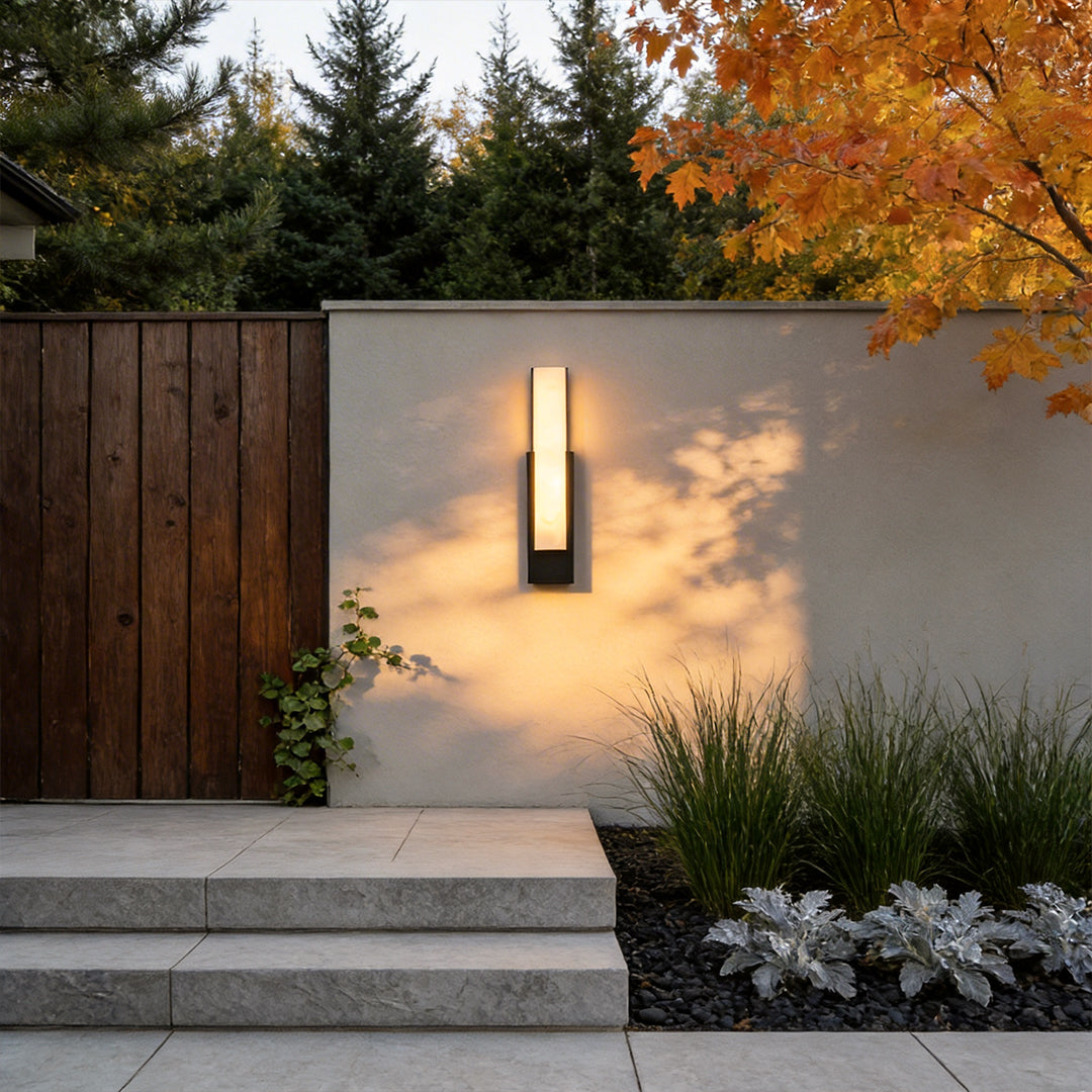 Stone Texture Marble Shade Outdoor Wall Sconce IP54 Stainless Steel LED