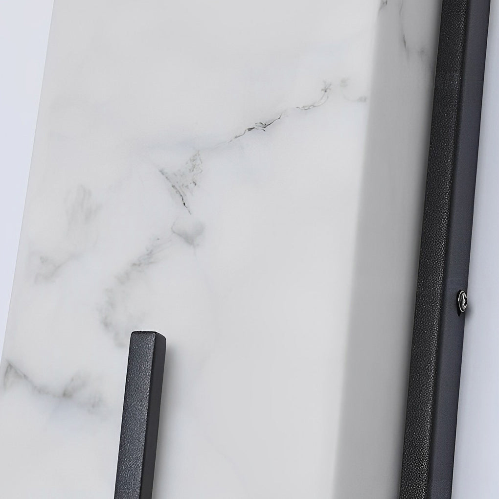 Modern LED Outdoor Wall Sconce Natural Marble Shade Stainless Steel 20W 3CCT Black 28 Inch
