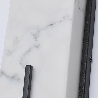 Modern LED Outdoor Wall Sconce Natural Marble Shade Stainless Steel 20W 3CCT Black 28 Inch