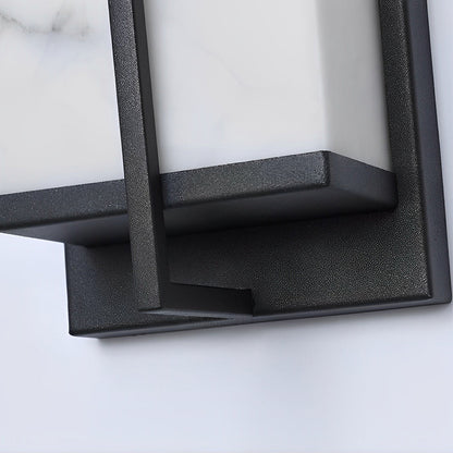 Modern LED Outdoor Wall Sconce Natural Marble Shade Stainless Steel 20W 3CCT Black 28 Inch