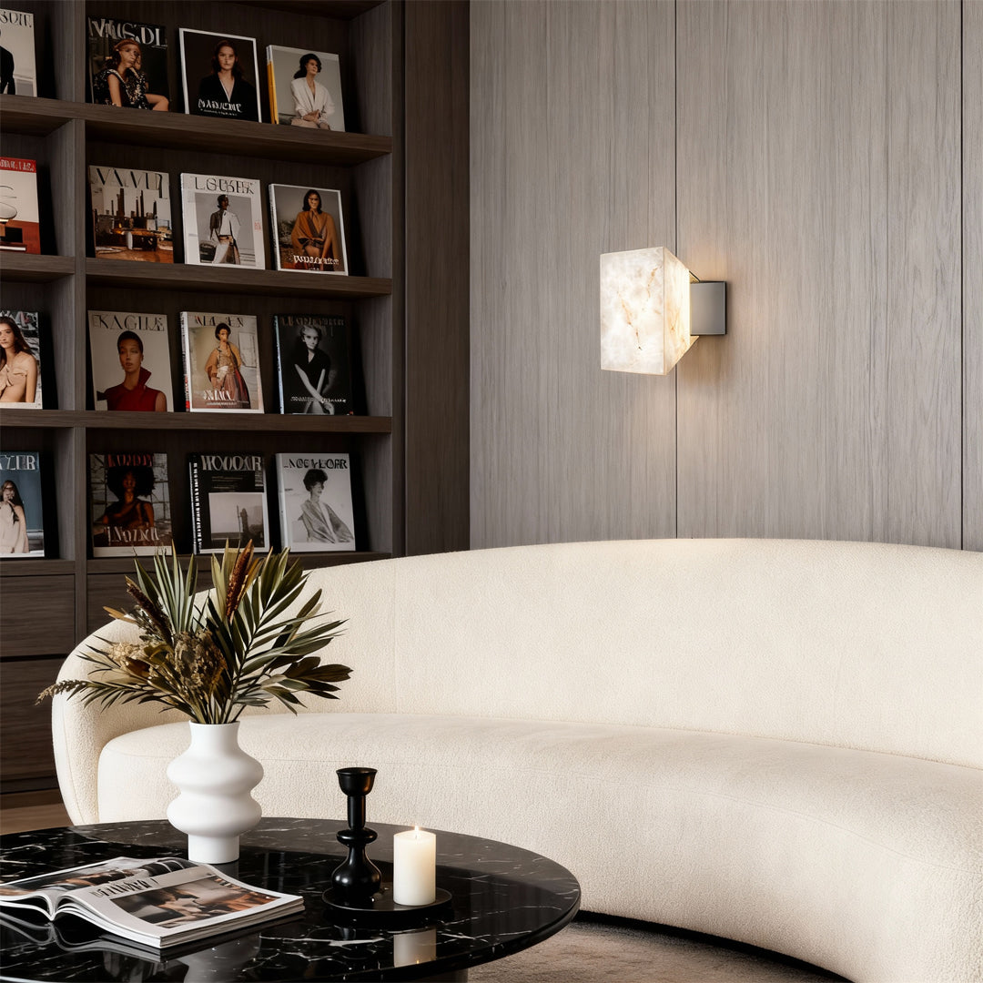 Modern Marble Stone Wall Sconce – Mid-Century Aluminum LED Wall Light