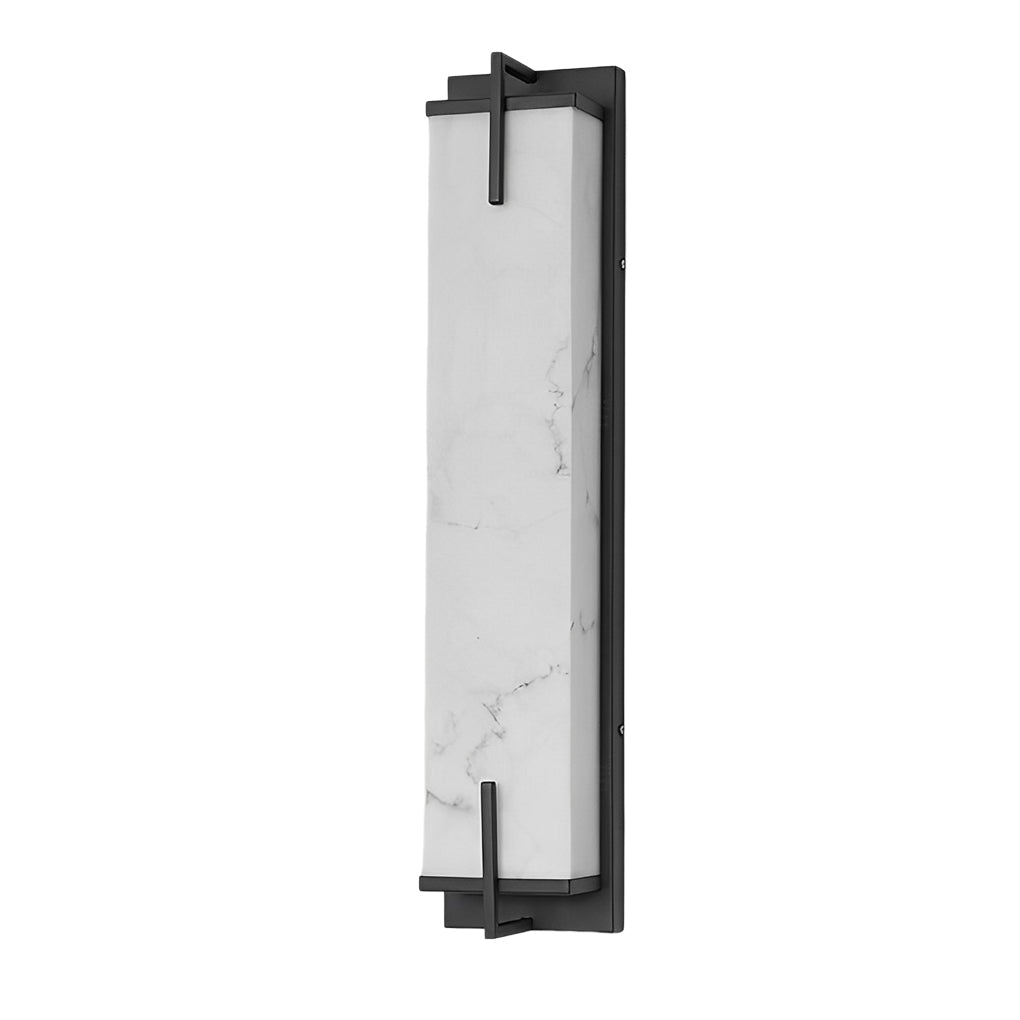 Modern LED Outdoor Wall Sconce Natural Marble Shade Stainless Steel 20W 3CCT Black 28 Inch