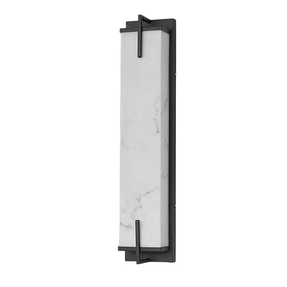 Modern LED Outdoor Wall Sconce Natural Marble Shade Stainless Steel 20W 3CCT Black 28 Inch
