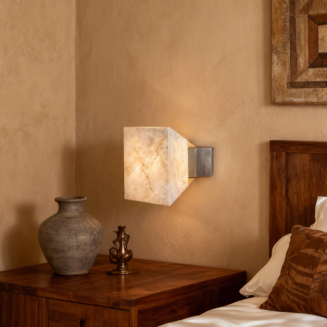 Modern Marble Stone Wall Sconce – Mid-Century Aluminum LED Wall Light