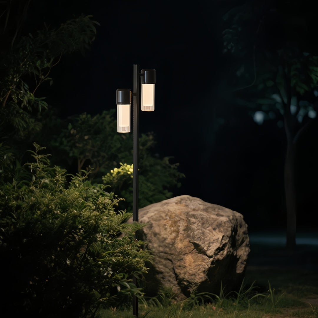 Contemporary Path Light Single Double Head Black Aluminum Glass CRI90 IP65 DC24V 2 Heights