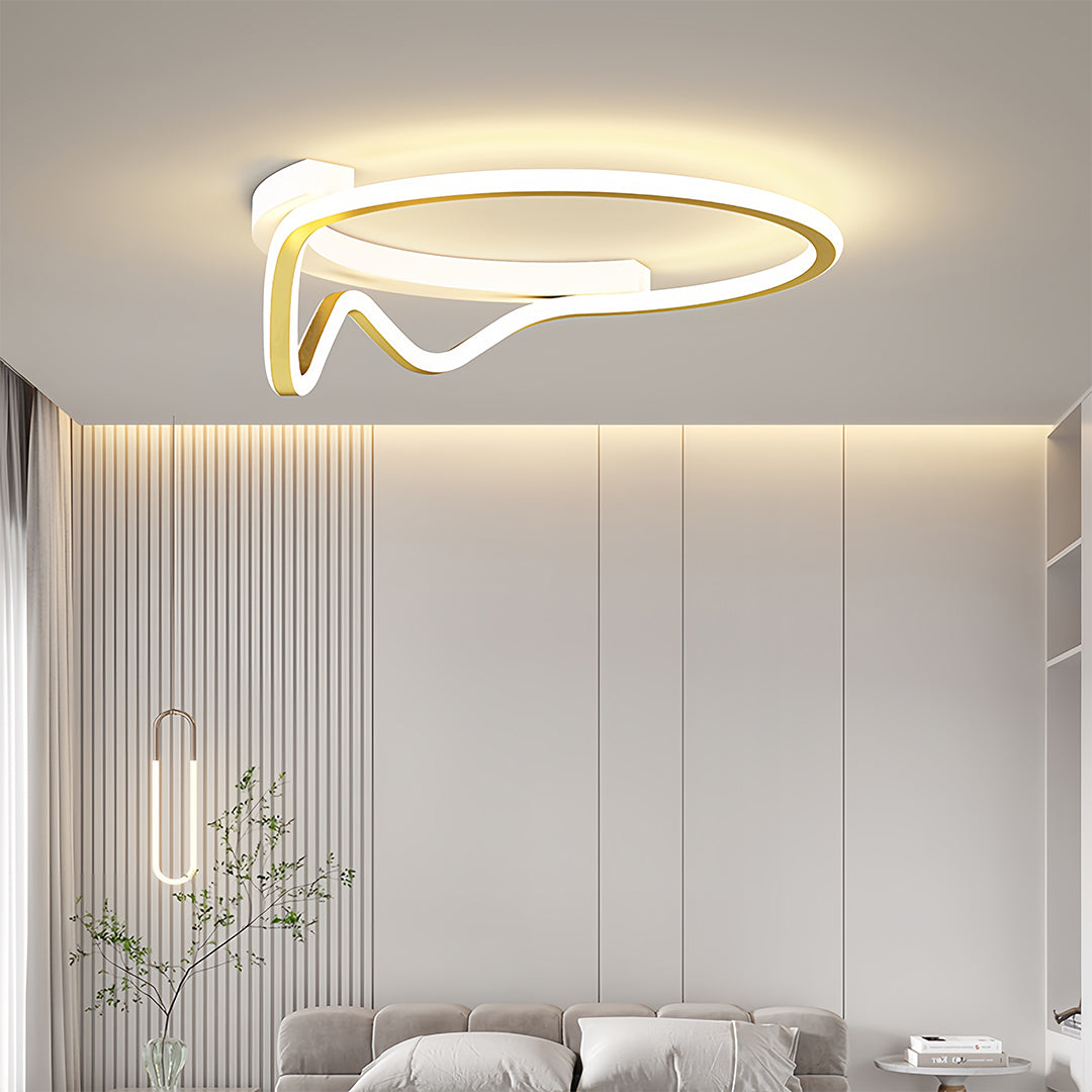 Abstract Loop Geometric Flush Mount Silicone Gold Black White Two Sizes
