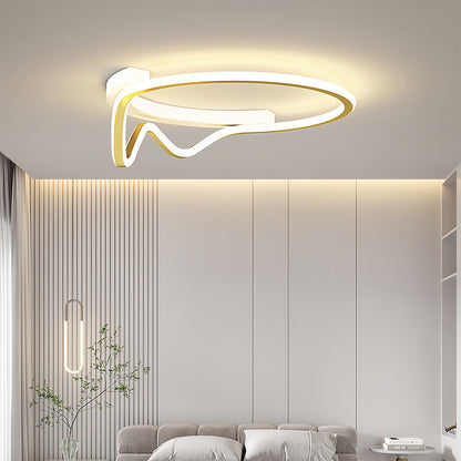 Abstract Loop Geometric Flush Mount Silicone Gold Black White Two Sizes