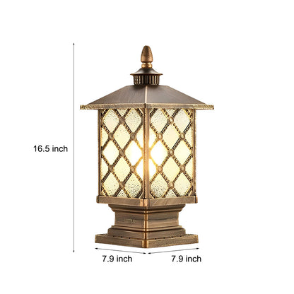 Retro Die-Cast Aluminum Frosted Glass Outdoor Pillar Light Black or Bronze 3 Grid Styles IP55 Hardwired E27