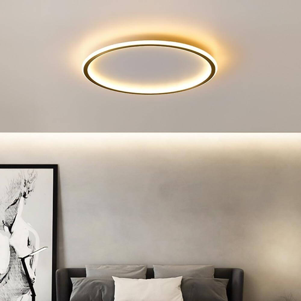 Nordic Circle LED Flush Mount Brass Silicone Four Modes Two Sizes