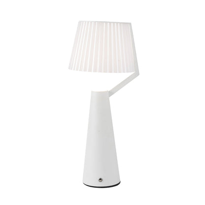 Nordic Pleated PS Shade Table Lamp Iron Base USB Rechargeable Touch Dimmable Black White 14.96 Inch