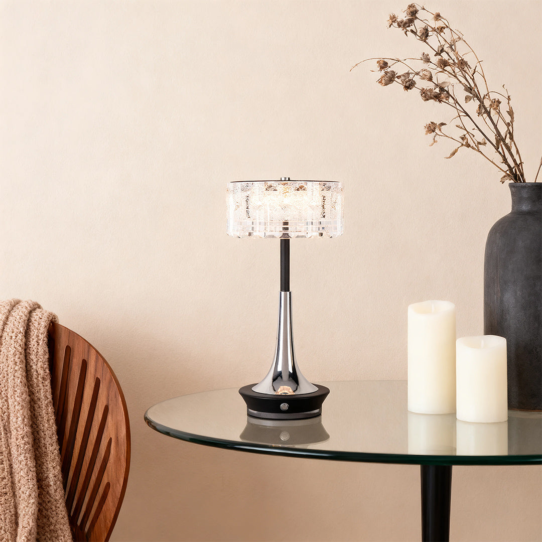 Modern Rechargeable LED Table Lamp Cordless Mushroom Touch Dimmable Bedside Nightstand Gold Chrome Black White 11.42 Inch
