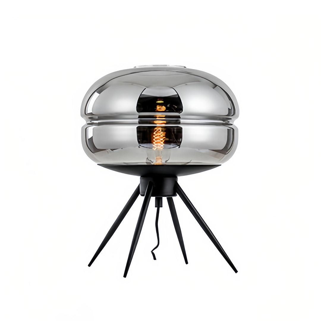 Modern Table Lamp Tinted Glass Dome Shade Iron Four-Leg Base Nordic Accent Sea Blue Smoky Gray Amber 13.78 Inch