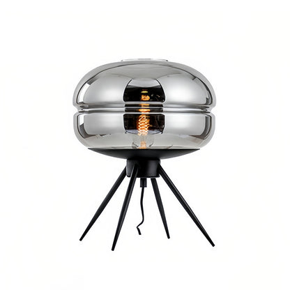 Modern Table Lamp Tinted Glass Dome Shade Iron Four-Leg Base Nordic Accent Sea Blue Smoky Gray Amber 13.78 Inch