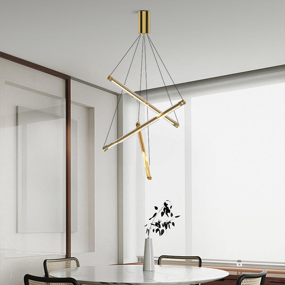 LED Linear Chandelier – Nordic Minimalist Integrated Lighting (3/5/7 Heads)