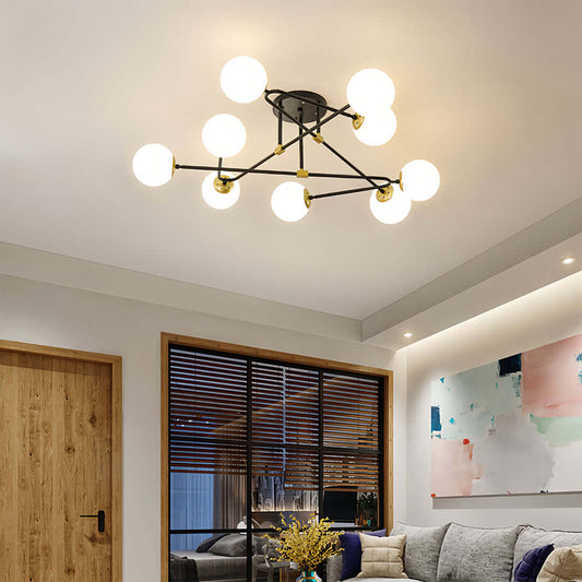 Magic Bean Gold Semi-Flush Mount Nordic Iron E27 Globe 4 6 9 Light