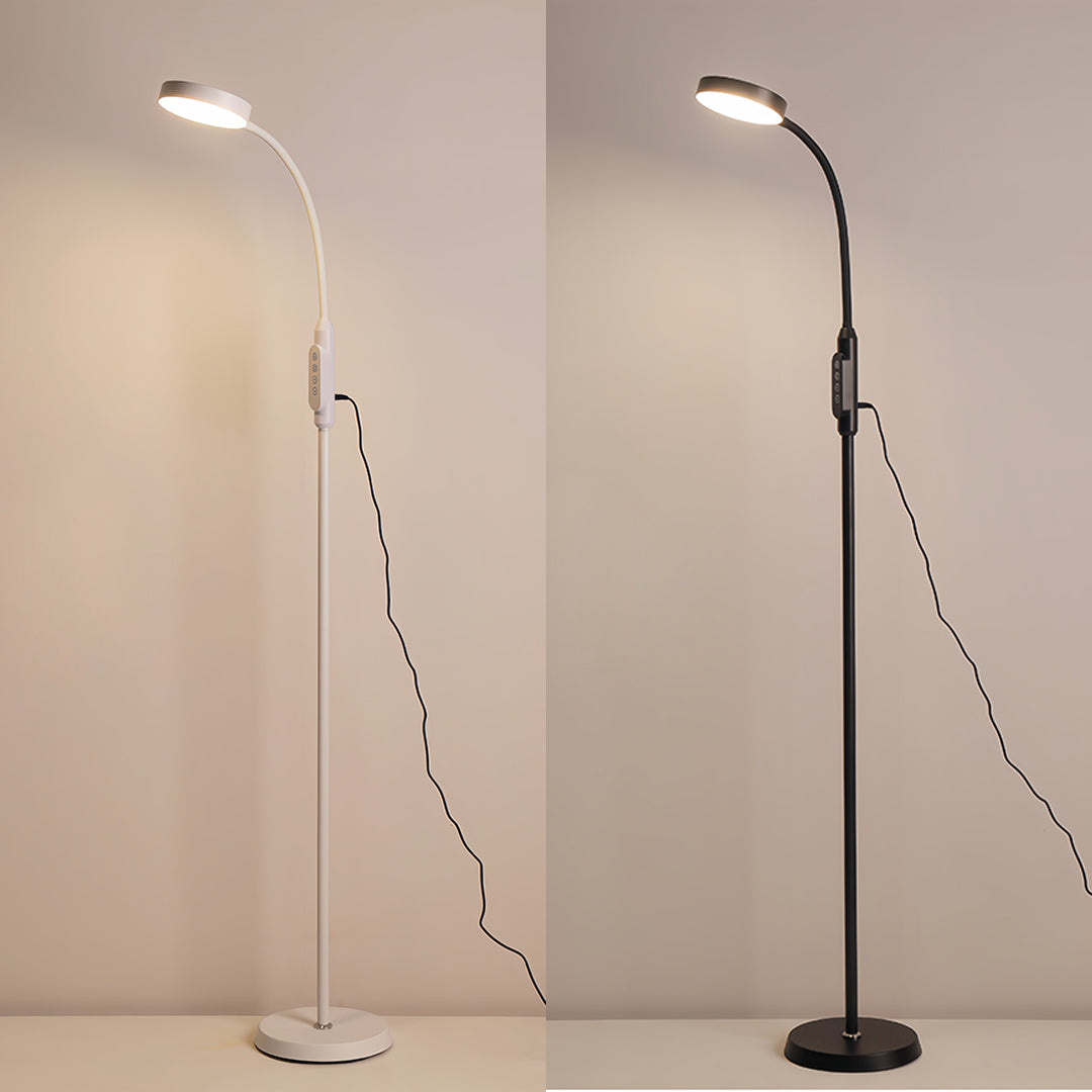 Floor Reading Lamp LED Touch Control 3 Color Temperature Eye Care Gooseneck PC Shade Piano Task Black White 65 Inch