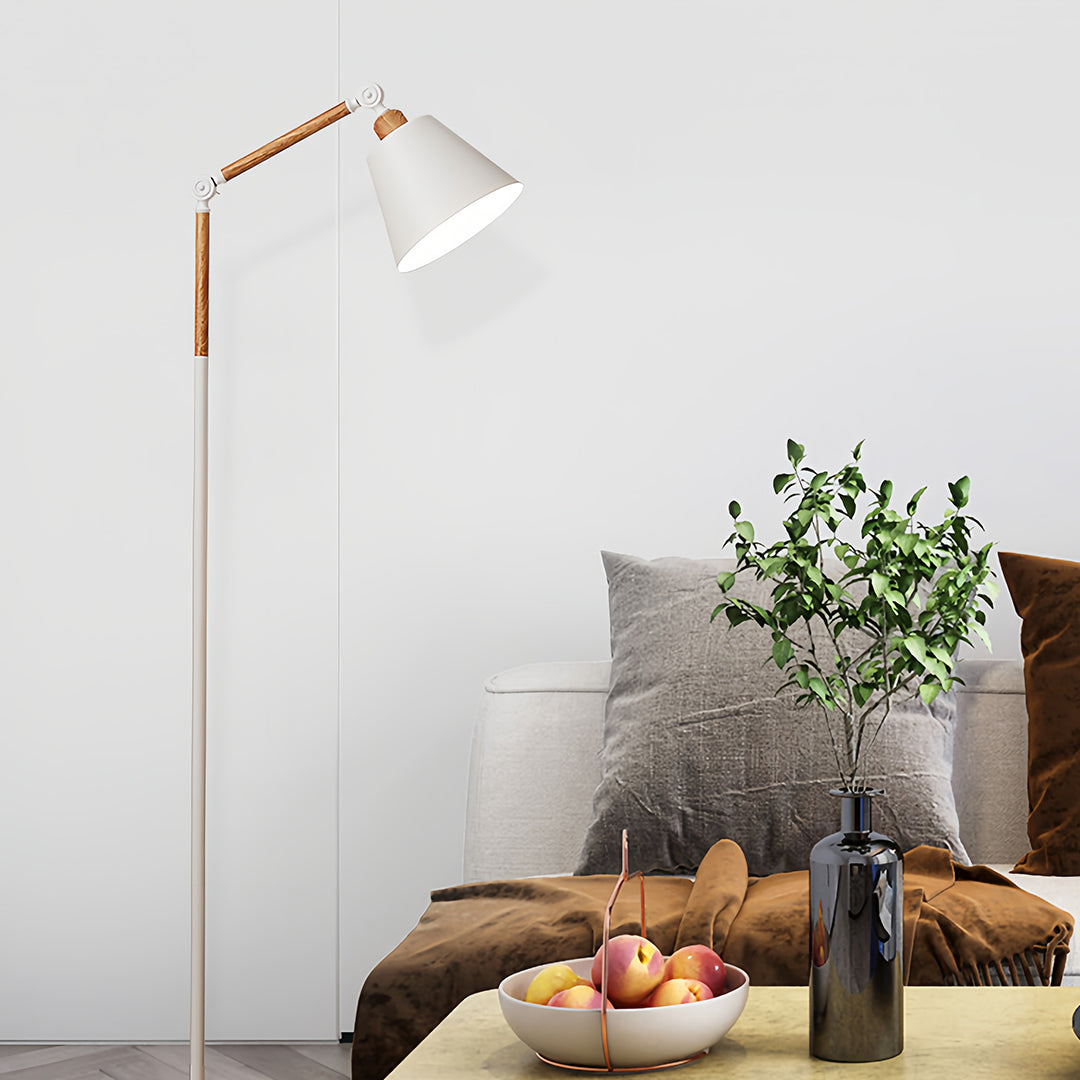 Floor Reading Lamp LED Dimmable Remote 180 Degree Adjustable Arm E27 Iron Baked Paint Eye Care Black White 63 Inch
