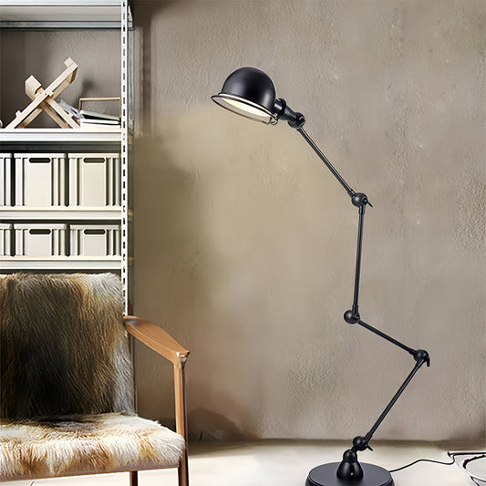 Industrial Articulated Floor Reading Lamp 4-Segment Iron Arm E27 LED 3000K Warm White Foot Switch Black White 61''