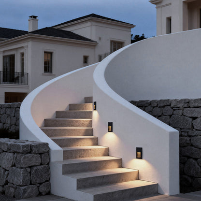 Surface Mounted LED Step Light Aluminum Glass Black 4W IP65 3000K Stair Wall Sconce