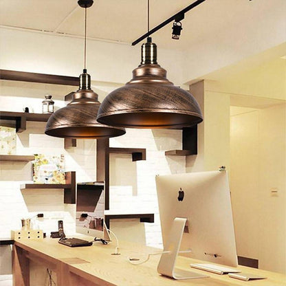 Industrial Metal Dome Pendant Red Bronze White Black Silver 3 Sizes E26