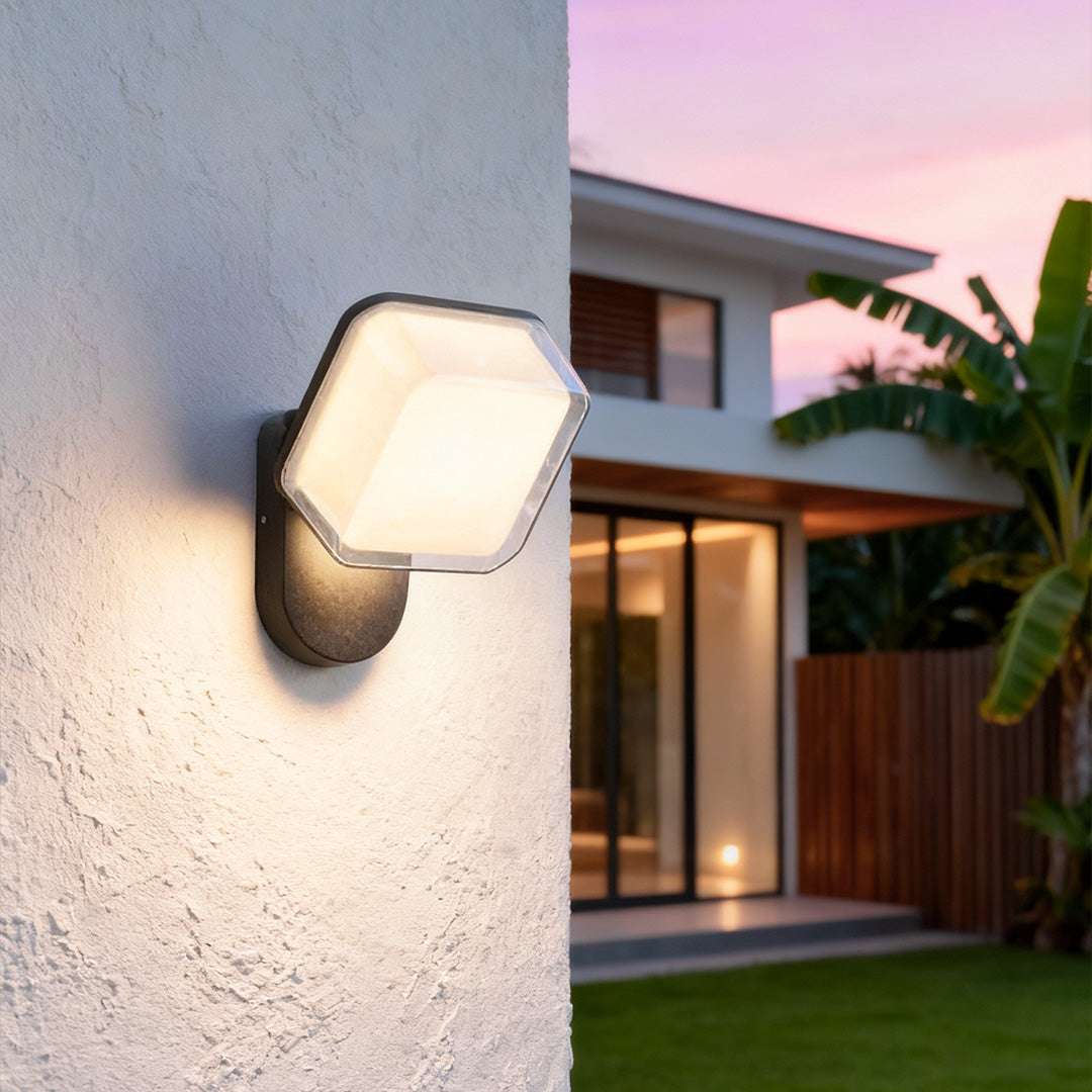 Modern LED Outdoor Wall Sconce 360° Rotatable PC Shade Single Double Layer Aluminum IP65 25W 35W 3CCT