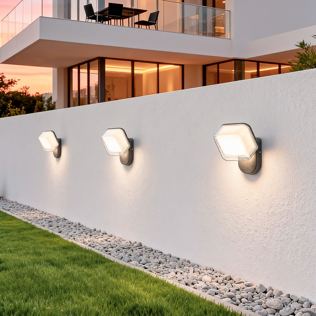 Modern LED Outdoor Wall Sconce 360° Rotatable PC Shade Single Double Layer Aluminum IP65 25W 35W 3CCT
