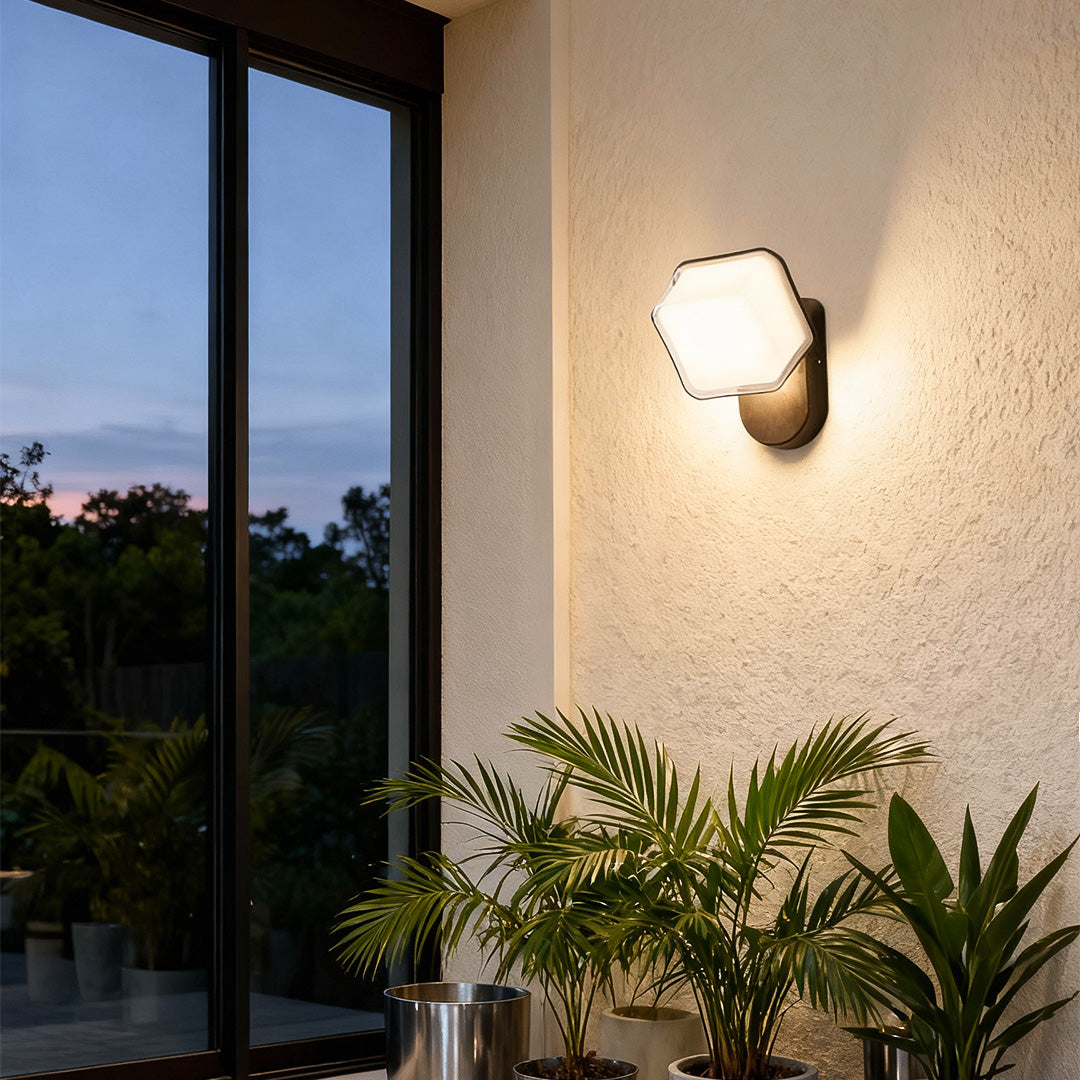 Modern LED Outdoor Wall Sconce 360° Rotatable PC Shade Single Double Layer Aluminum IP65 25W 35W 3CCT
