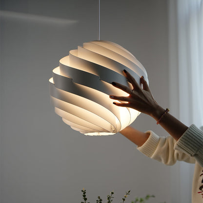 Swirl Pendant Light Nordic Art Turbine Aluminum LED 19W Warm White Matte White Bright White Silver 14 20 24 Inch