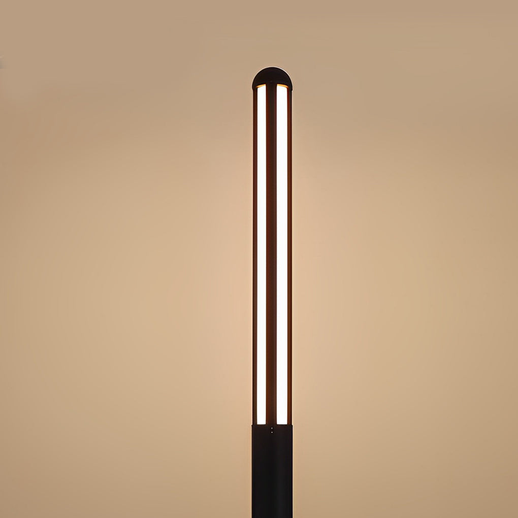 Tall Outdoor LED Bollard Light Slender Cylindrical Aluminum Black IP65 4 Heights