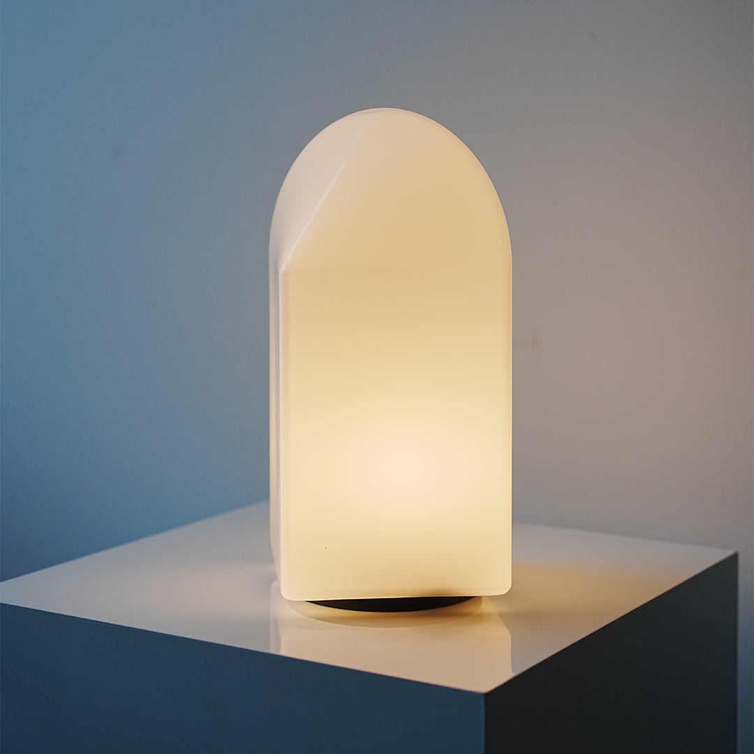 Architectural House Shape Table Lamp White Metal Glass LED Warm Night Light 3W Two Sizes