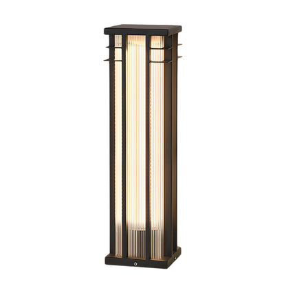 Modern Stainless Steel LED Bollard Light Waterproof Outdoor Pathway Landscape Lighting Black Steel PMMA IP65
